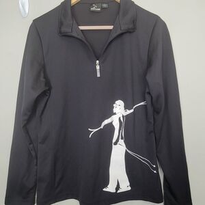DNA by Descente Quarter Zip Pullover Baselayer Ski Woman Print Black XL